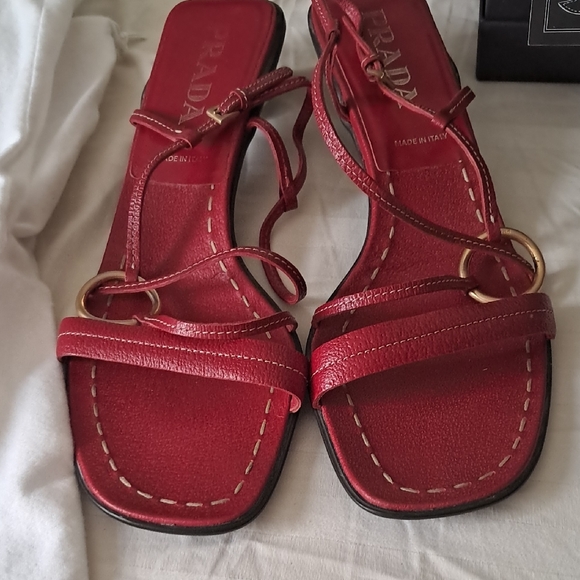 Prada Women's Strappy Red Sandals - Picture 1 of 4